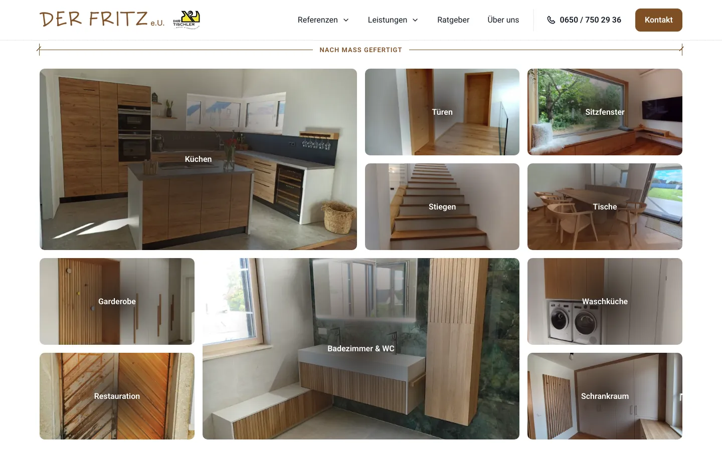 Referenzgalerien auf der Website der Tischlerei Der Fritz