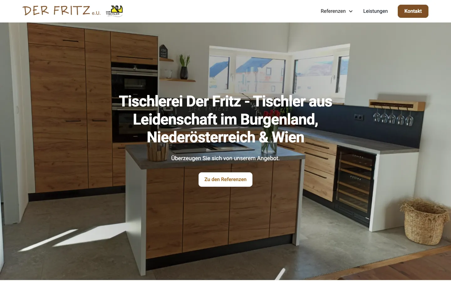 Startseite der alten Website der Tischlerei Der Fritz vor dem Relaunch