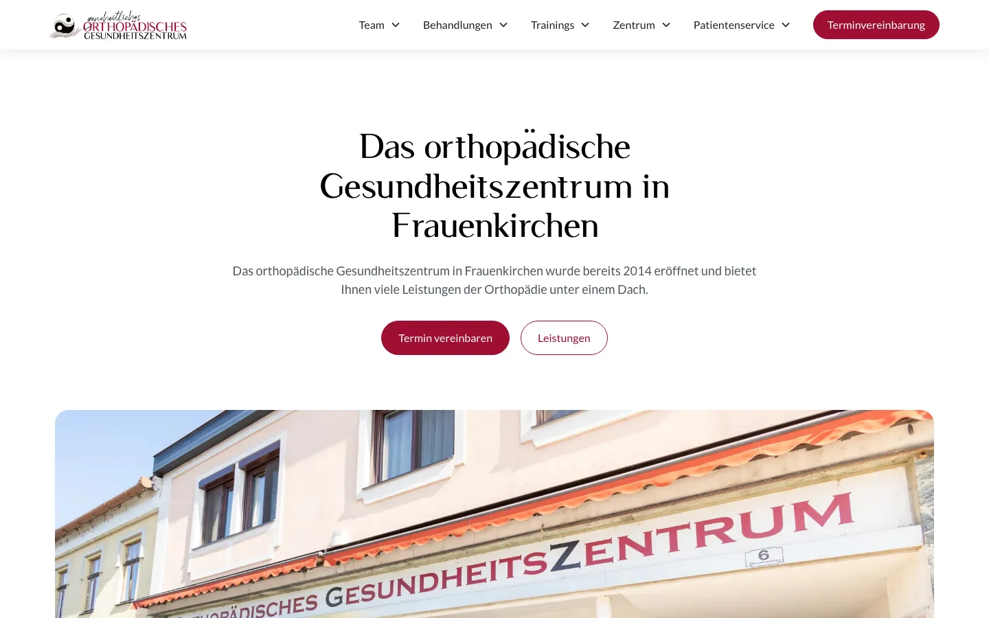 Standortseite Frauenkirchen auf der Website des Orthopädischen Gesundheitszentrums
