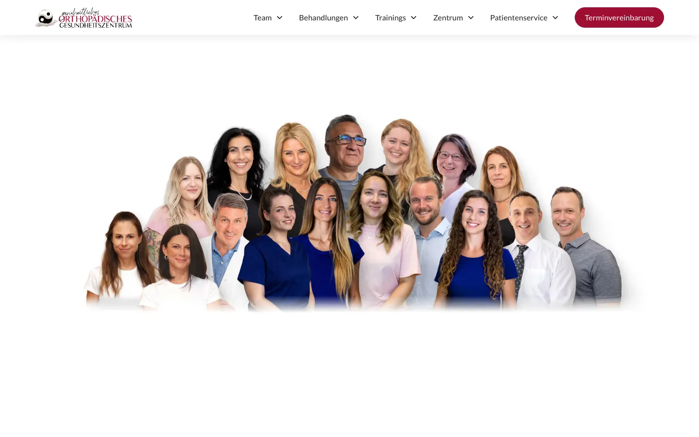 Team des Orthopädischen Gesundheitszentrums auf der Website